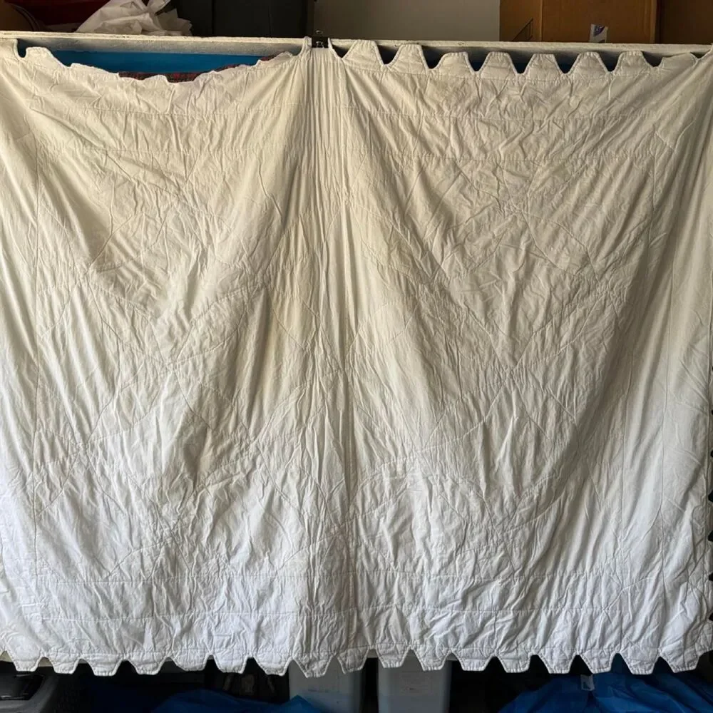 Primitive Patchwork Pinwheel Quilt 64x81 Country Cottage Throw  needs a repair